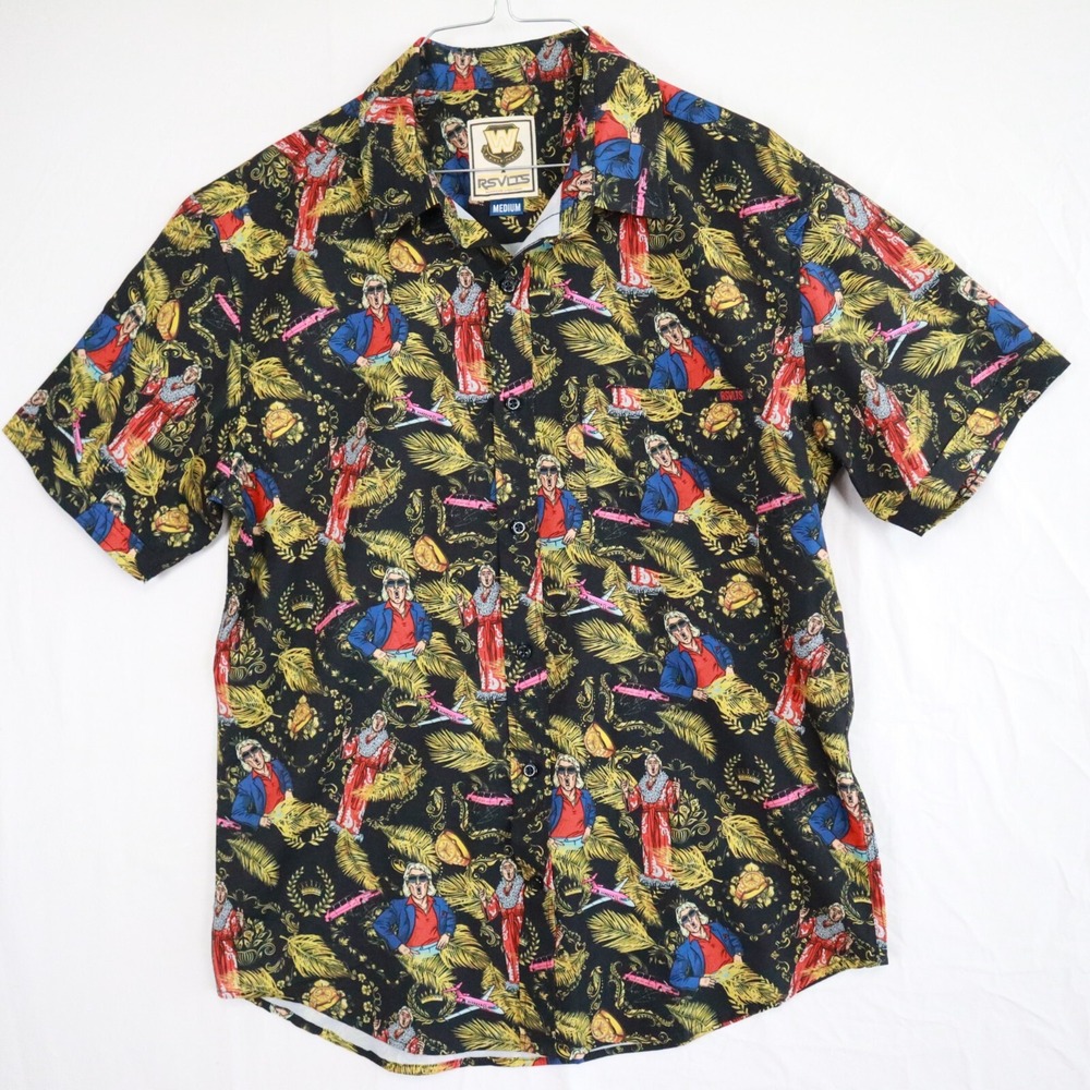 RSVLTS WWE Legends Shirt Mens Medium Ric Flair Nature Boy Button Up Short Sleeve